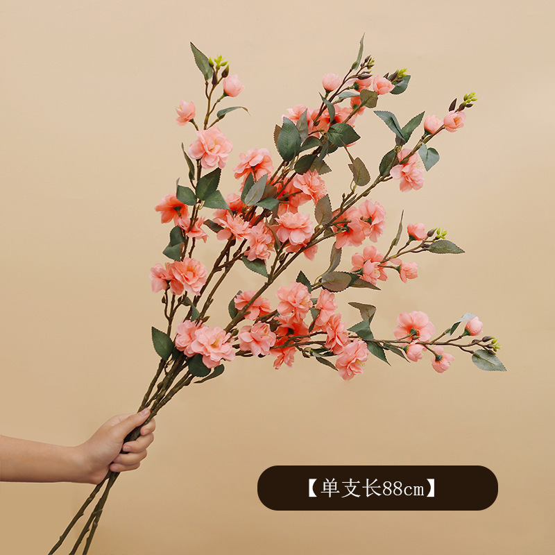 Camellia de altura flor de simulación adornos de boda flores falsas pastorales flores decoración del hogar flores de mesa flor de seda