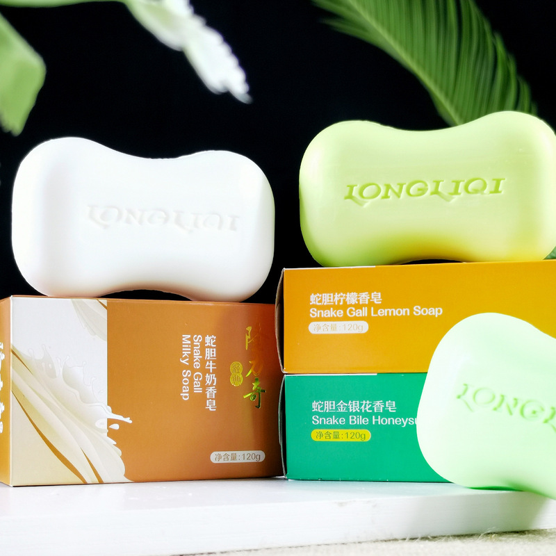 Longliqi 石鹸 120 グラム蛇胆レモンミルク石鹸保湿クレンジング石鹸スイカズラバスバスクレンジング石鹸|undefined