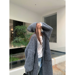 栄誉一新製品2024冬の怠惰な風のたるみ感のあるロングセーター女性のゆるい長袖ニットコートc3312