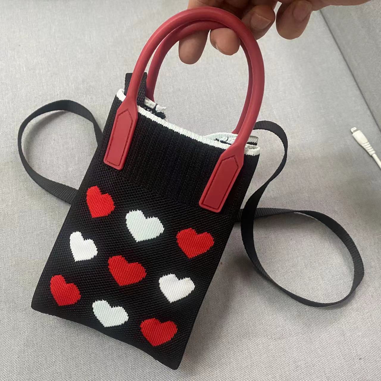 Nuevo amor bolso del teléfono móvil bolso de punto al por mayor de gran capacidad bolso de mano estudiante crossbody bolsa de lana fábrica
