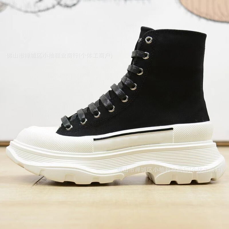 Original Mcqueen Canvas Shoes, White Sneakers for Women, New Spring and Autumn Casual Platform Thick-Soled Height-Increasing High-Top Sneakers Original Mcqueen Canvas Shoes, White Sneakers for Women, New Spring and Autumn Casual Platform Thick-Soled Height-Increasing High-Top Sneakers