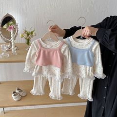 2025 秋の新作幼児スーツ女の赤ちゃんのお出かけホーム服ボトリングシャツレギンスベスト 3 点セット