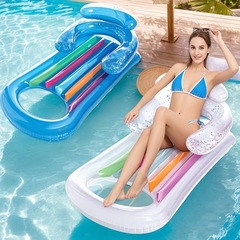 メーカー現物卸売り水上空気入りリクライニングチェア背もたれ浮き屋外プール浮舟手すり透明pvc浮床