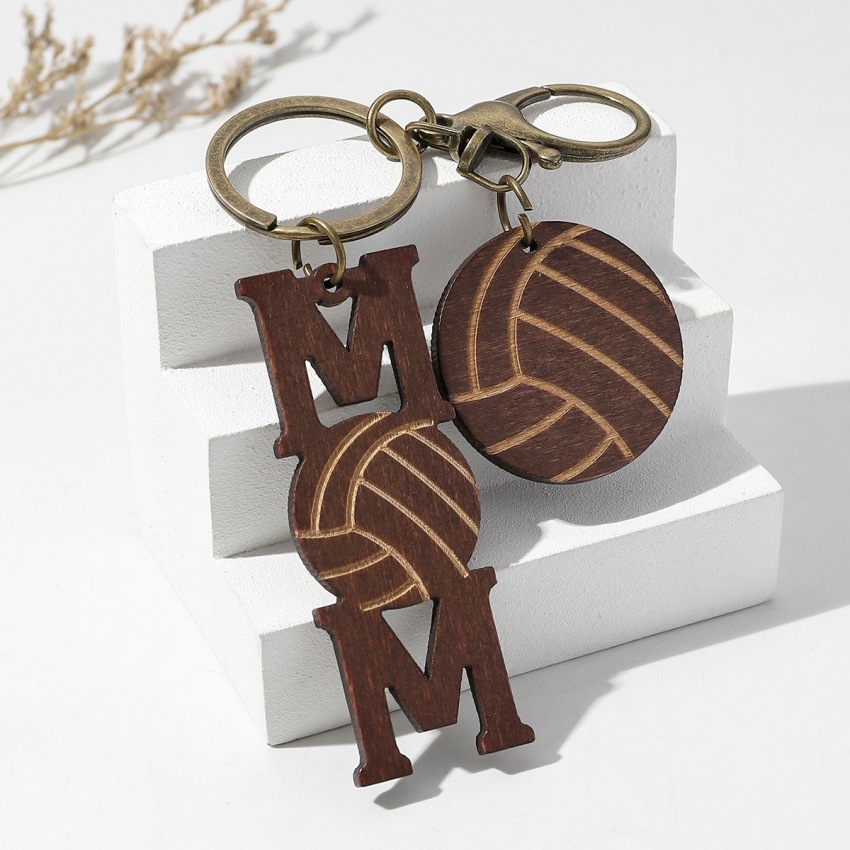 Sports Style Sports Letter Basketball Football Wood Mother'S Day Unisex Keychain