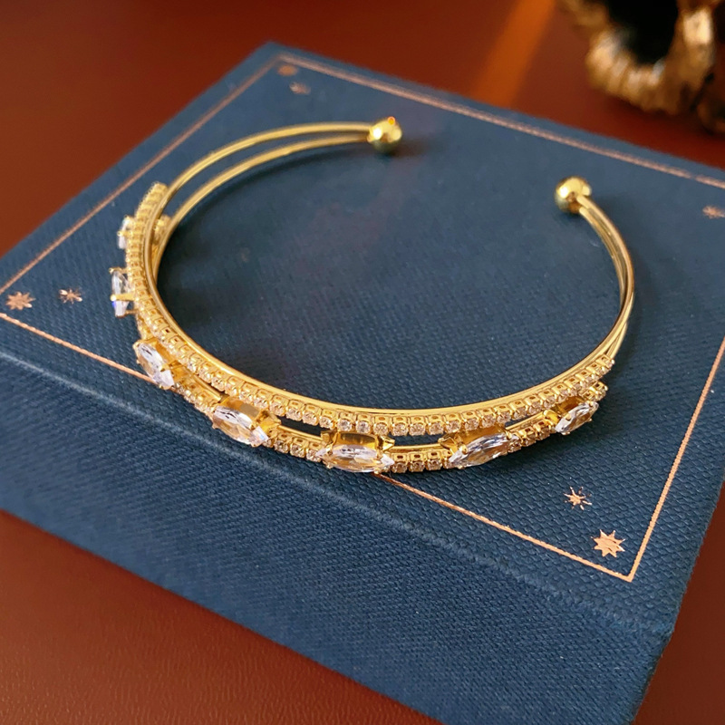 53 pulseras elípticas de doble fila de oro - Diamante