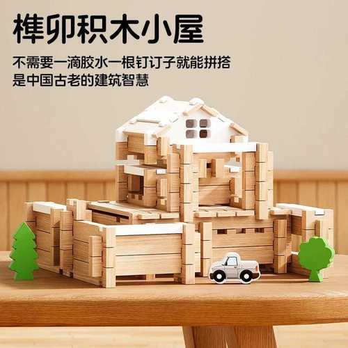 Children's Lu Ban Cam Lock Brain Development Blocks for Boys and Girls Wooden DIY Building and Puzzles Construction Craft Toy