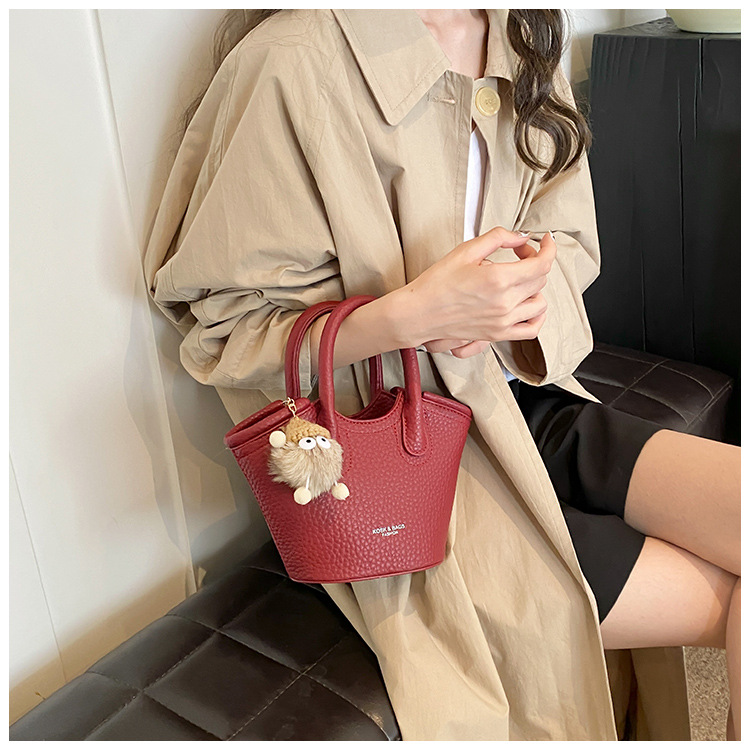 Hand held bucket for women 2024 new Korean version Instaram trendy fashion versatile shoulder simple niche crossbody_voghion.com