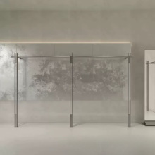 新款服装店不锈钢展示架落地式女装店侧挂架上墙陈列架移动中岛架