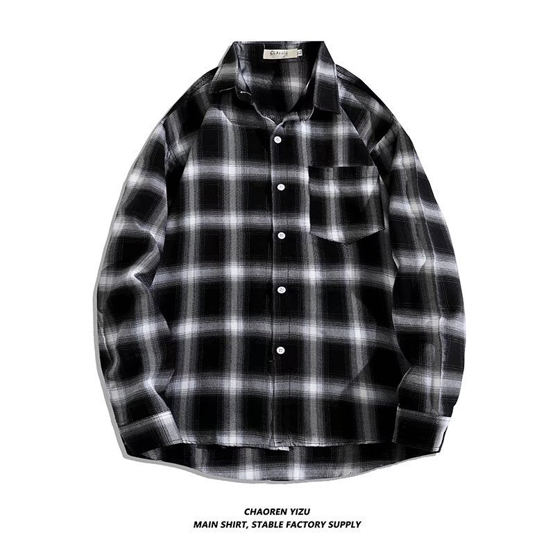 Dropshipping Men's Long-Sleeve Shirts, Korean-Style Plaid Shirts, Men's Foreign Trade Supply, Street Vendor Jackets, Youth Fashion