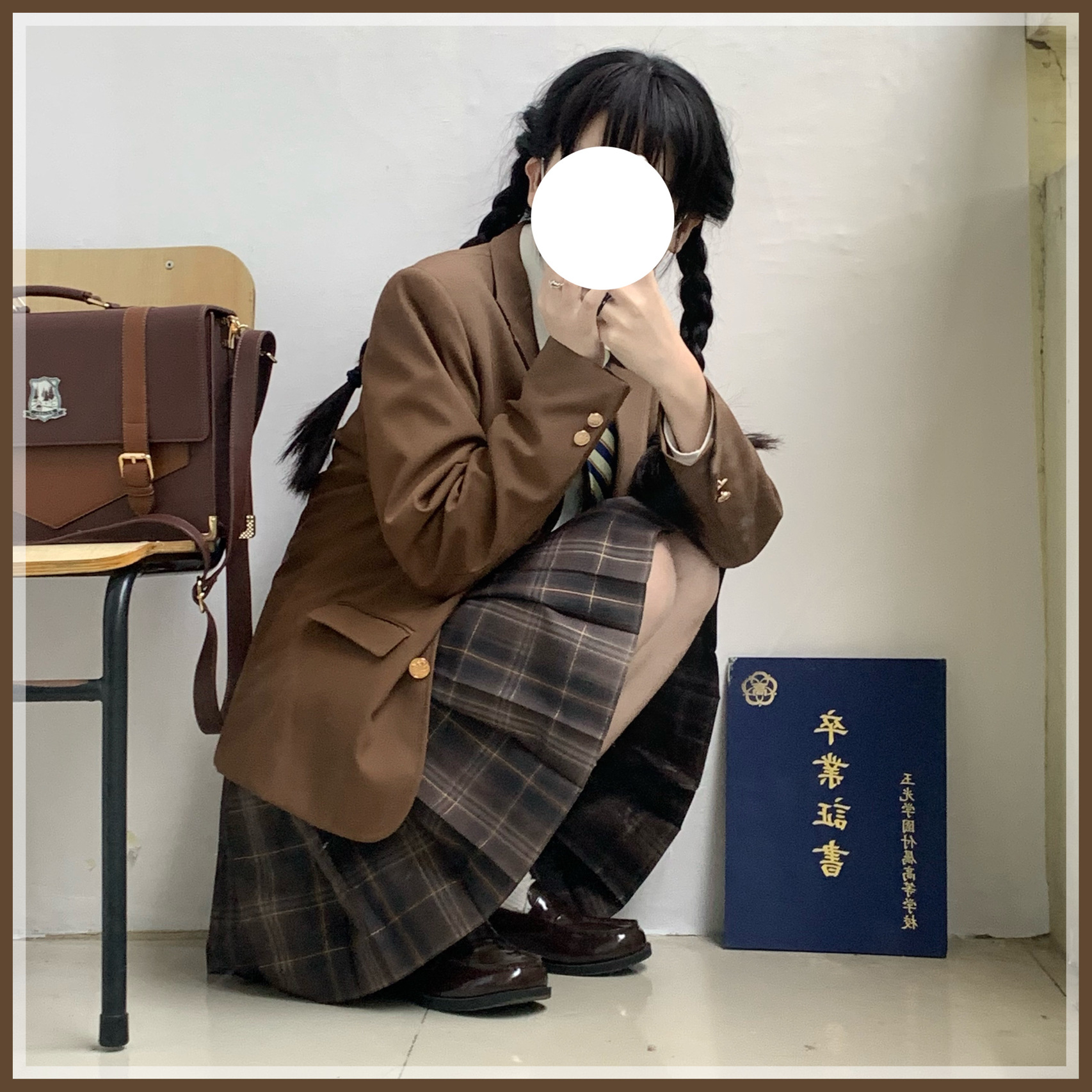 智贝主图_4圣の卡特茶西JK西装外套茶色徽章西服日系学生学