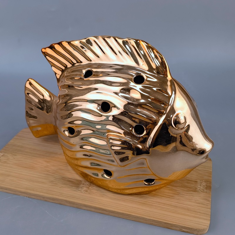Muebles de cerámica para el hogar creativos nórdicos, regalos navideños de peces de boca, muebles para el hogar de peces huecos creativos, peces LED