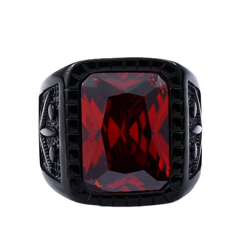 beier men's jewelry wholesale big gem personalized domineering ring titanium steel leaf shape foreign trade source