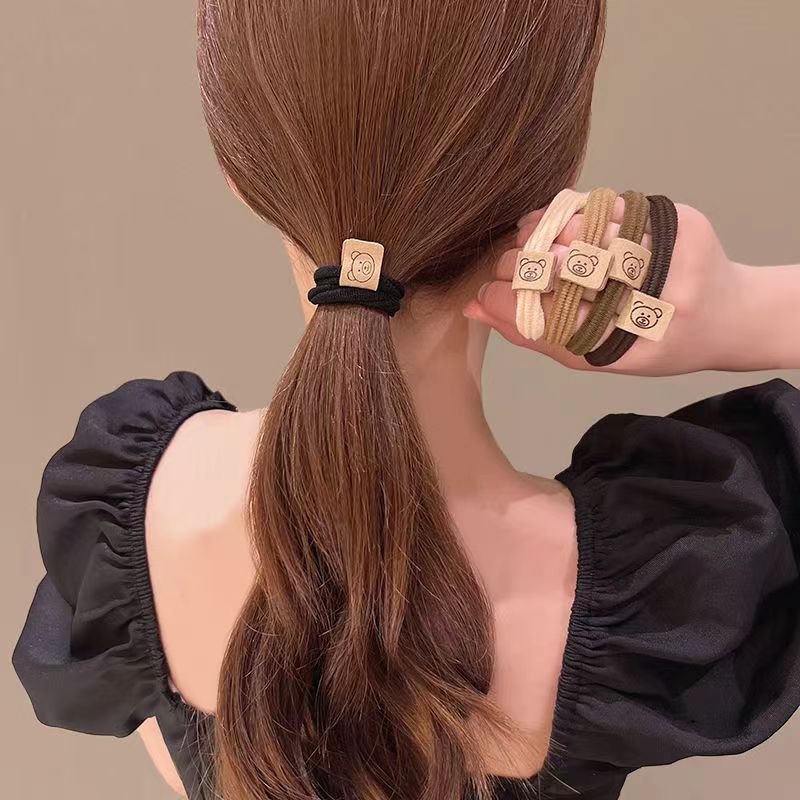 Oso banda para el cabello alta Cola de Caballo banda de goma cuerda para el cabello femenino popular alto elástico grueso durable cuerda para el cabello accesorios para el cabello