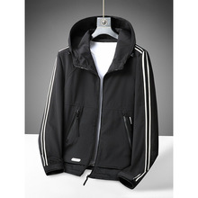 设计师原创肥佬春秋季新款加肥加大码连帽男式茄克休闲工装风胖子