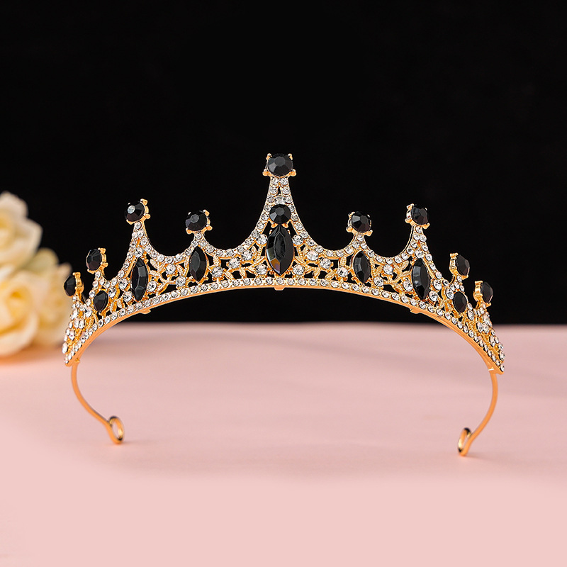 Online Rojo Negro Barroco corona tocado novia estilo coreano 18 años de edad, mujer adulta Ceremonia de cumpleaños princesa Corona al por mayor