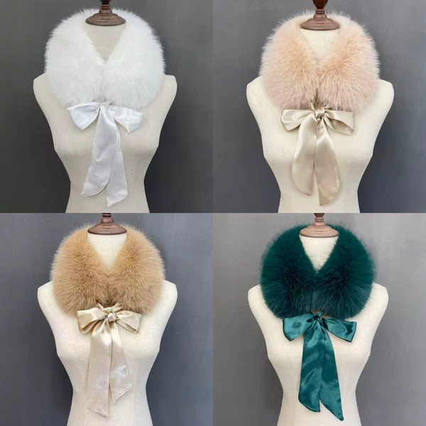 Cross-Border New Imitation Fox Fur Plush Imitation Fur Scarf Scarf Ribbon Scarf Fur Collar Women's Solid Color Versatile
