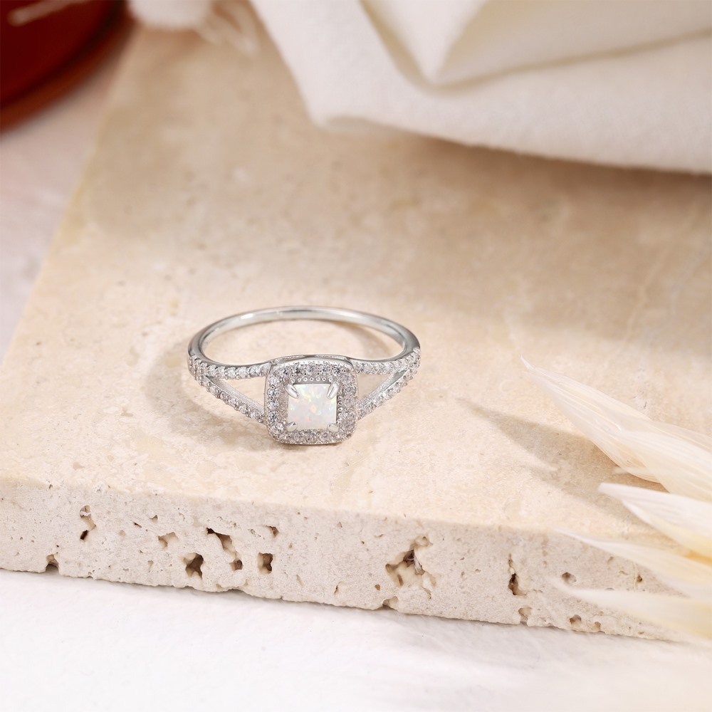 Fashion Geometric Sterling Silver Inlay Zircon Rings 1 Piece