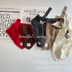 INS厚版本针织三角巾儿童复古多用小披肩韩范小围巾