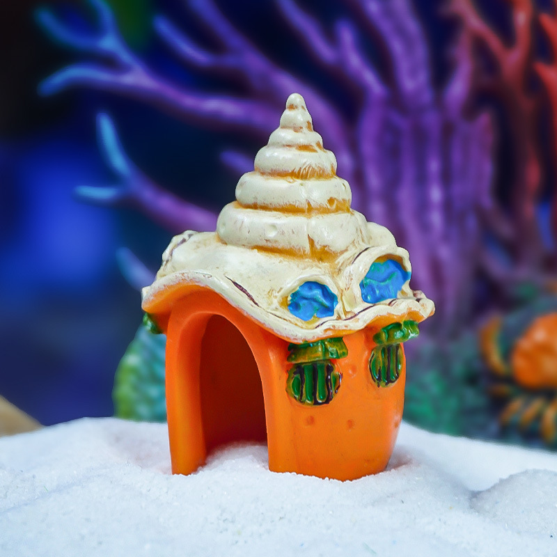 Mini concha casa de hongos para evitar la casa, decoración de la pecera, decoración del acuario, artesanía de resina, escondite de peces y camarones