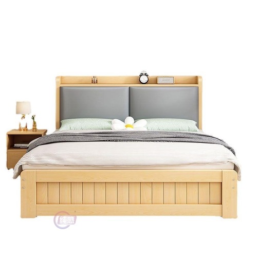 经济型现代简约实木床1.5米松木双人床1.8米出租房简易单人床1.2m