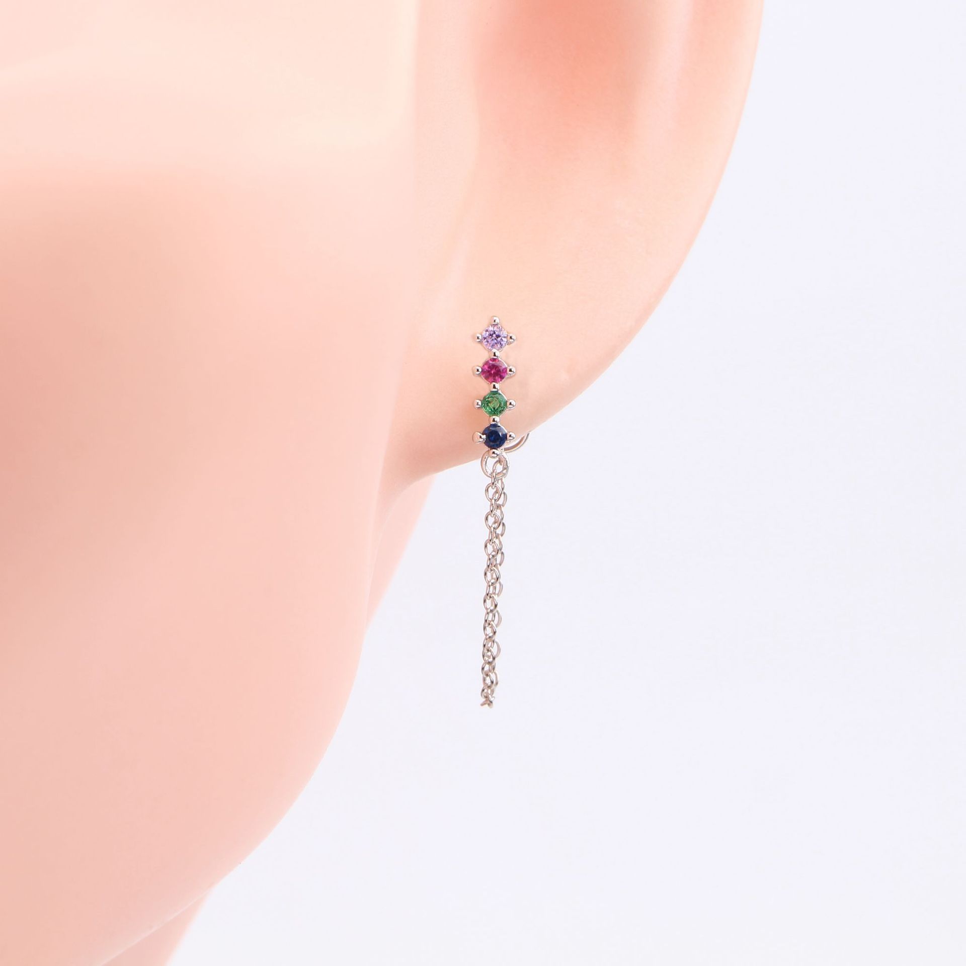 1 Pair Ins Style Simple Style Geometric Sterling Silver Plating Inlay Zircon Drop Earrings display picture 3