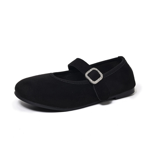 Soft Sole Mary Jane Women's Shoes with Hook and Loop Autumn/Winter Flat Shoes with Vintage Style for Plus Size
