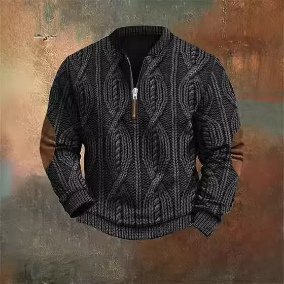 2024秋季热卖跨境3D数码印花男款立领户外卫衣