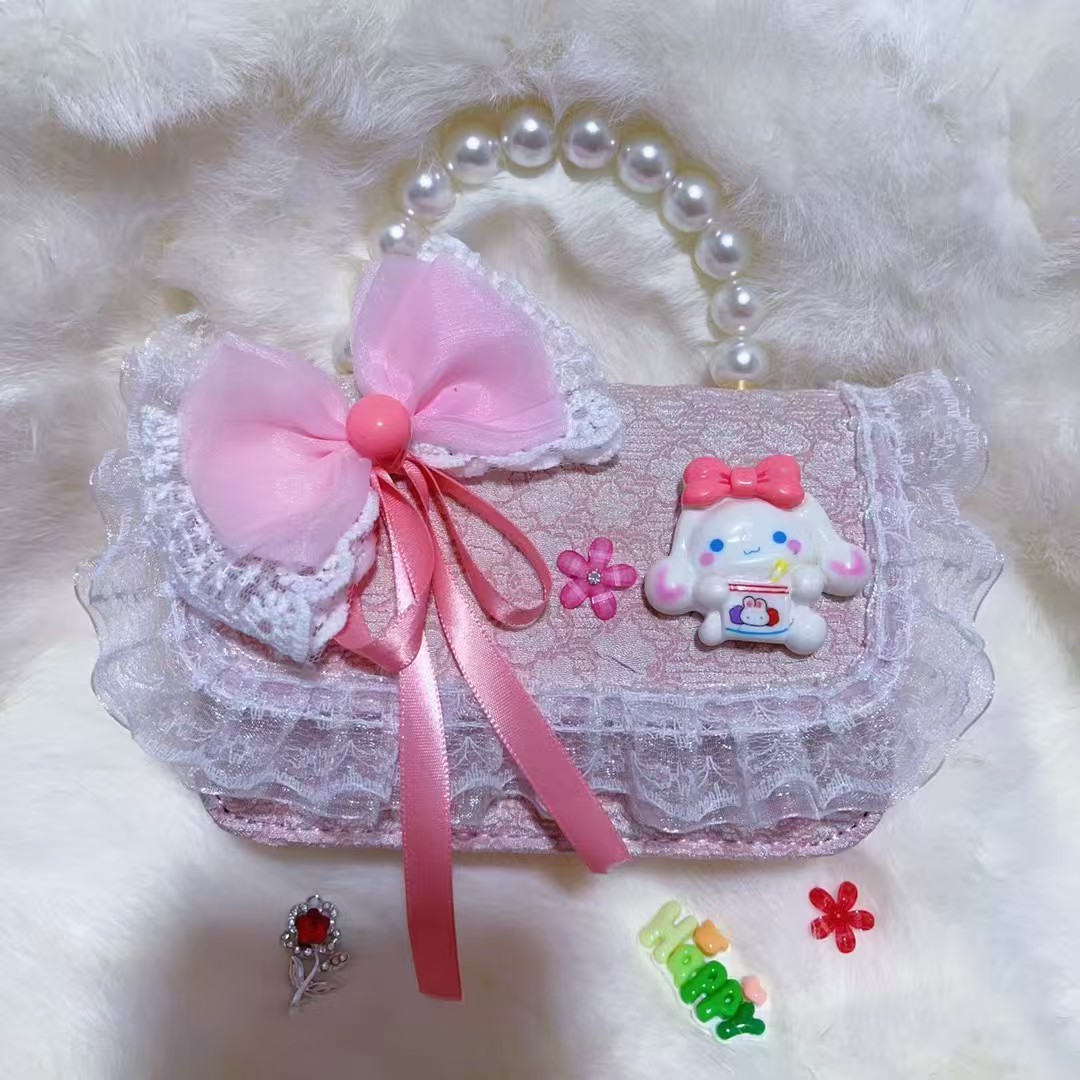 Bolso de mano de perlas bolso de princesa arco bolso de hombro de Año Nuevo bolso de cadena bolso de niños de viento fragante