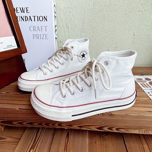 Mango toe shoes Korean style high top canvas shoes for women  spring and summer new style cloth breathable thin round toe low top sneakers