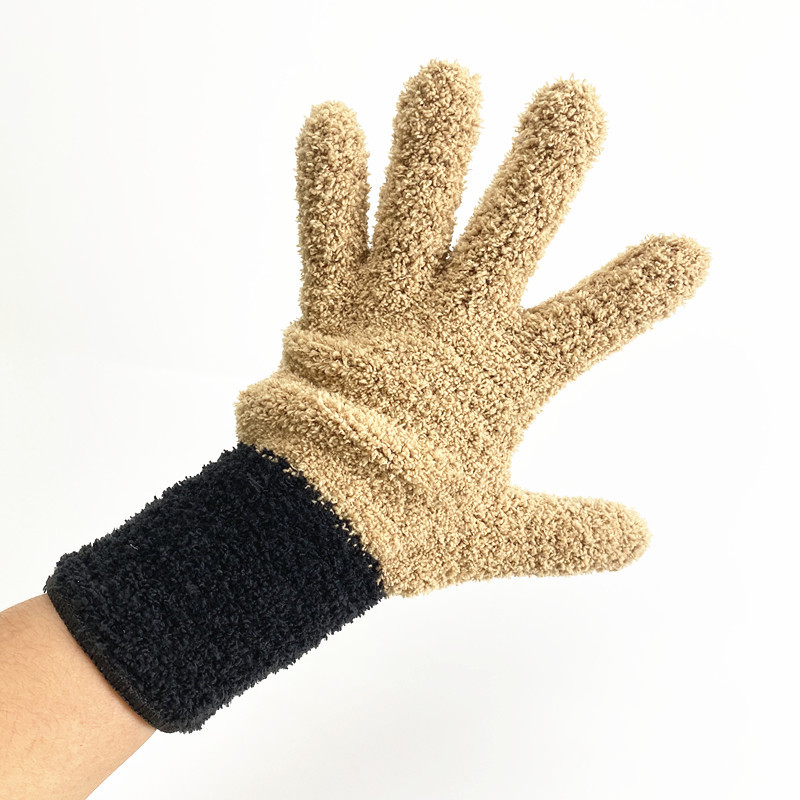 Amazon transfronteriza de dos colores de costura guantes de eliminación de polvo guantes de limpieza de microfibra limpieza del hogar guantes de pulido