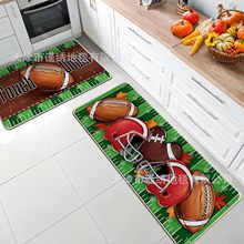 跨境橄榄球厨房垫两件套运动风洗衣机脚垫亚马逊temu代发地垫地毯
