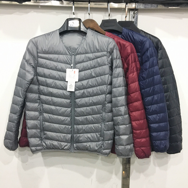 2025 New Winter Clothing Thin down Jacket Men's Portable Inner and Outer Liner Slim Round Neck Zipper Jacket Trendy