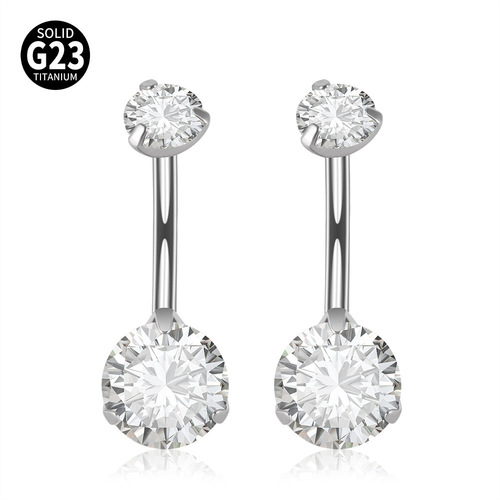 G23 titanium 14g scratched zircon navel ring internal thread navel buckle body piercing navel jewelry