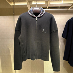 毒家版本现货高品质V家新款刺绣标识毛衣夹克外套宽松版男女同款