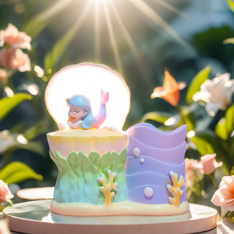 Creative multifunctional mermaid shell pen downlight girl heart room resin craft decorations factory direct sales