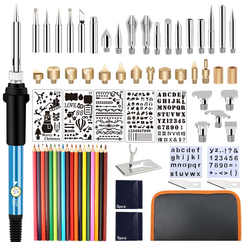 71件套烙画60W电烙铁烙画笔套装雕刻调温烙铁咀套装烙画机批发