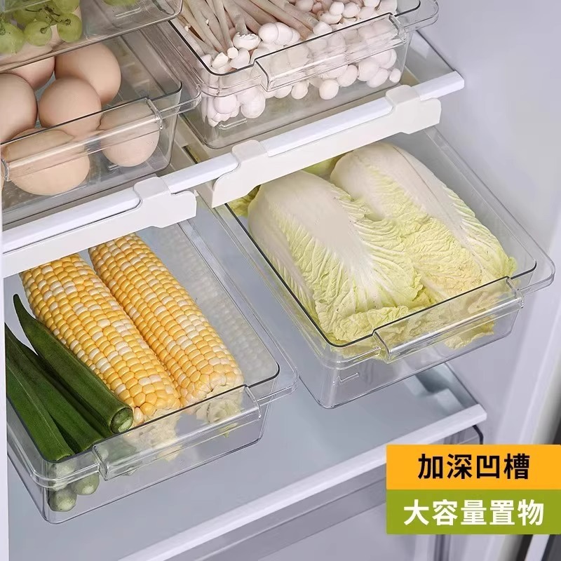 Caja de almacenamiento tipo cajón del refrigerador, canastas colgantes, huevos colgantes en el interior, estante de almacenamiento congelado fresco de la cocina, artefacto de soporte