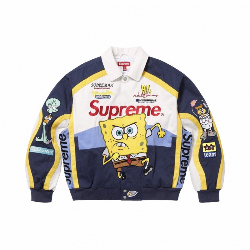 Supreme Spongebob Collaboration Ss5 Week Logo Racing American-Style Unisex Jacket