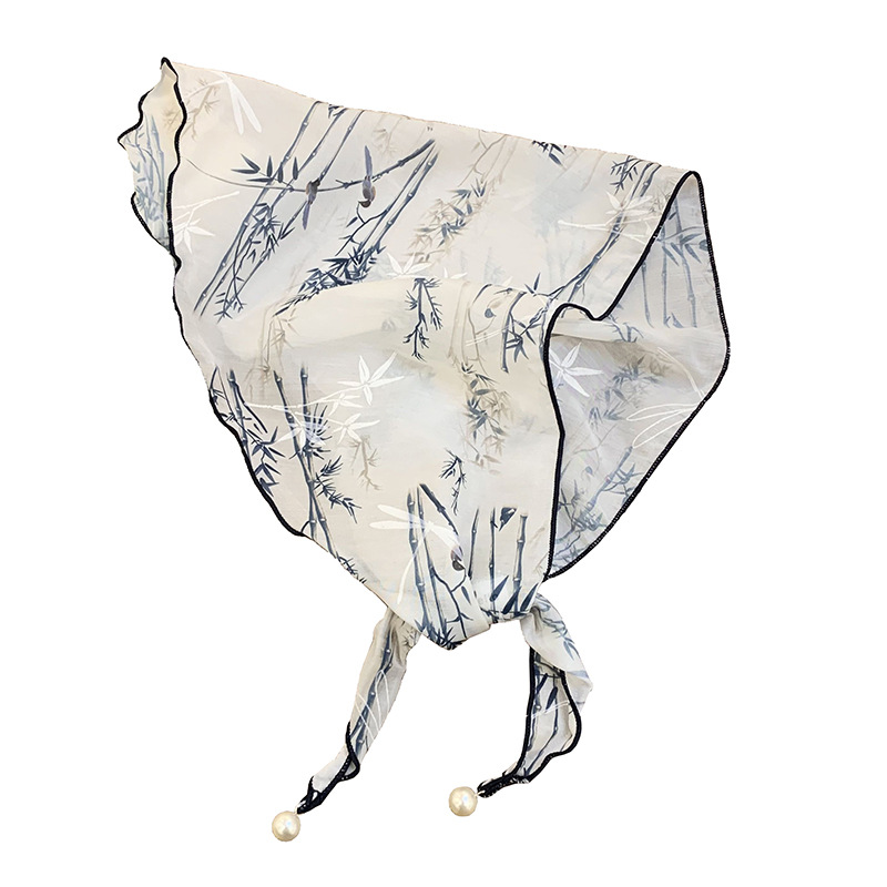 Turbante de verano de mujeres pastorales nuevos pinturas de tinta de flores mariposas antiguas cinturón de cabello de alta calidad toallas triangulares toallas para el cabello