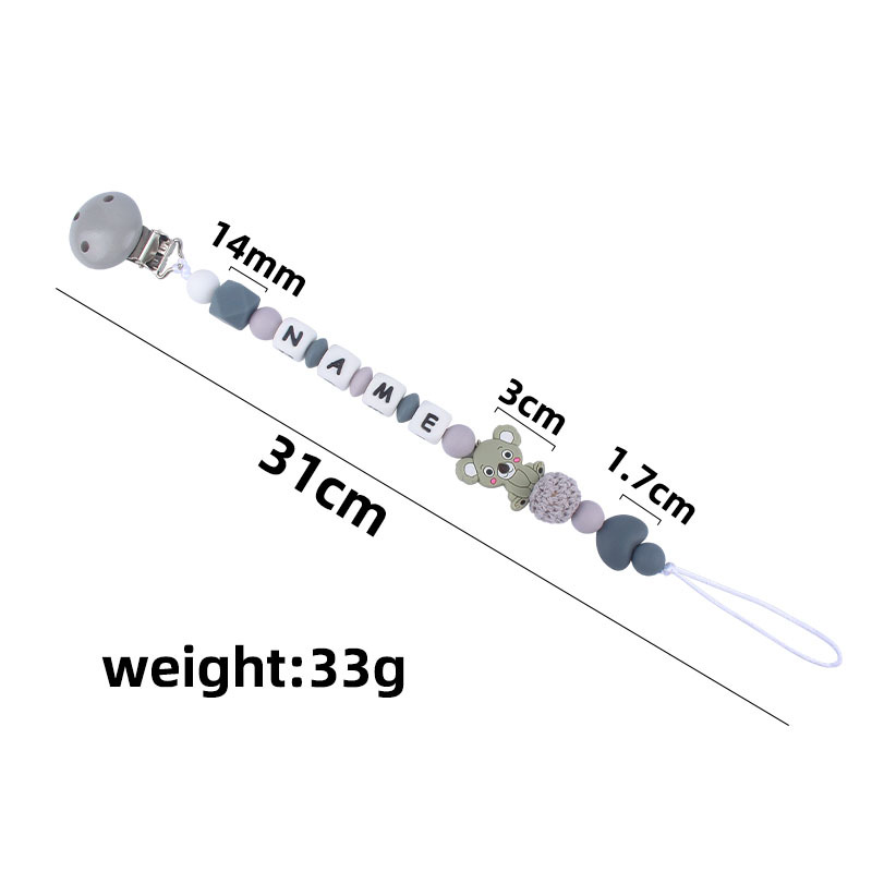 Bebé suministros silicona chupete cadena dibujos animados Kaola silicona molar anti-gota cadena bebé silicona nombre