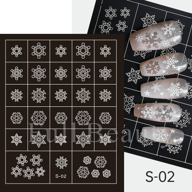 国境を越えた新しいネイルアートの透かし彫りのシールクリスマス冬の雪のヘラジカクリスマスツリーの鈴の星の透かし彫りのシール|undefined