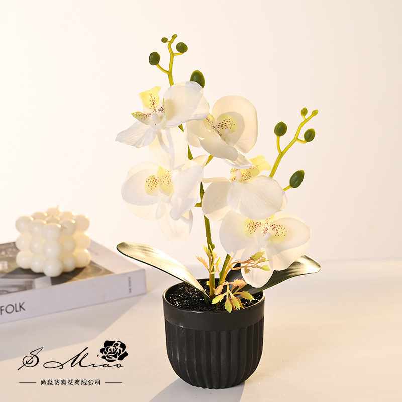 Orquídea de mariposa impresa de serigrafía floral orquídea de mariposa imitación de flores bonsai decoración de sala de estar decoración de escritorio interior decoración de casa maceta artificial image 7
