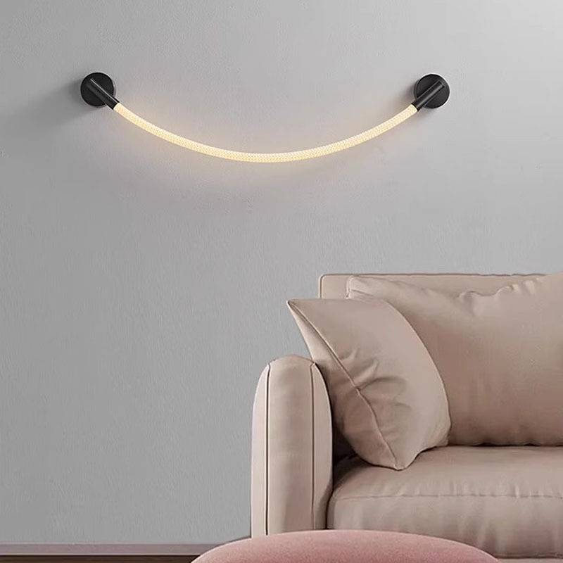 Moderno minimalista sala de estar lujoso ligero líneas de silicona nota lámpara de pared artística nórdica minimalista creativa dormitorio lámpara de cabecera