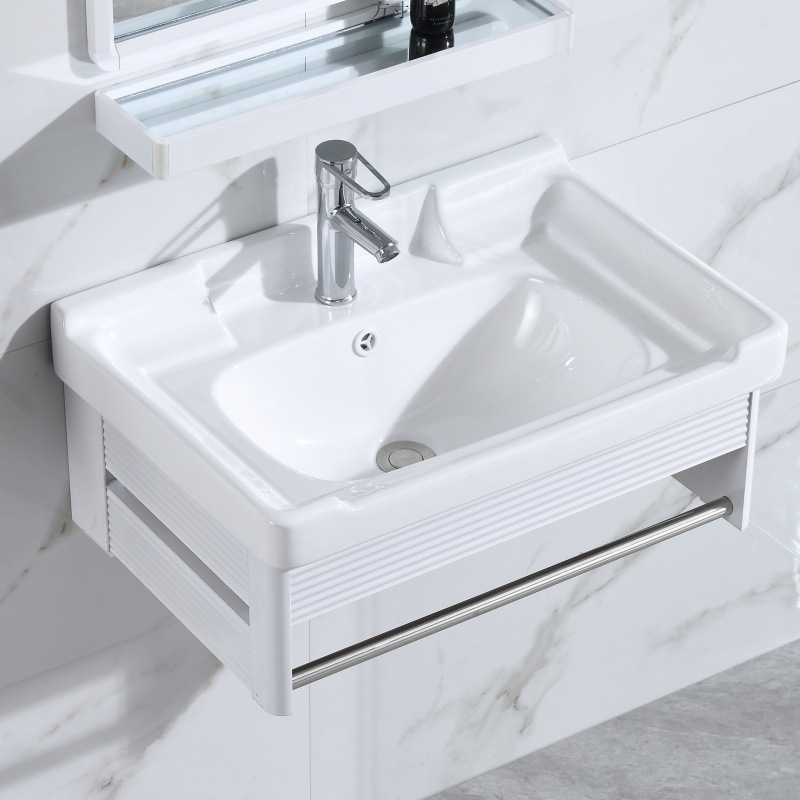 Wall-Mounted Washbasin Bathroom Sink Cabinet Integrated Bathroom Vanity Ceramic Washbasin for Small Apartments Balcony
