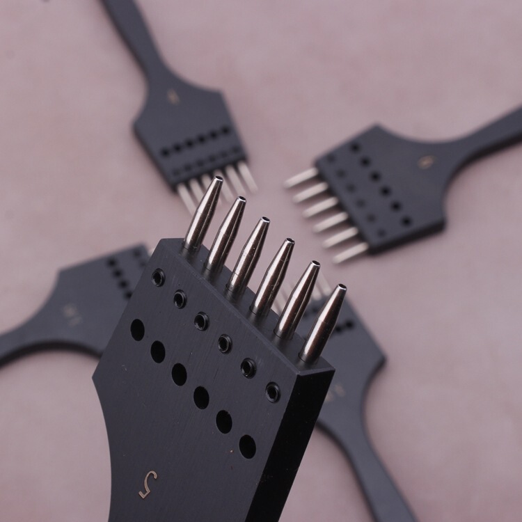 丸斬り手作りdiy革具穴あけツールステンレス黒色柄排沖皮革円穴内縫い穴円形|undefined