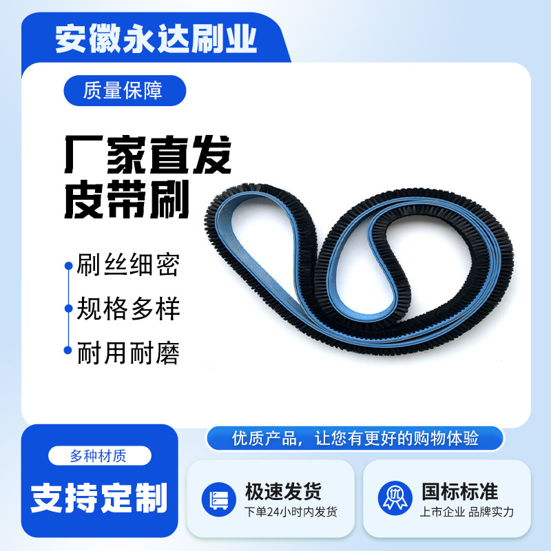 厂家供应工业皮带毛刷 机械输送穿线皮带刷 刚丝运输除尘皮带刷