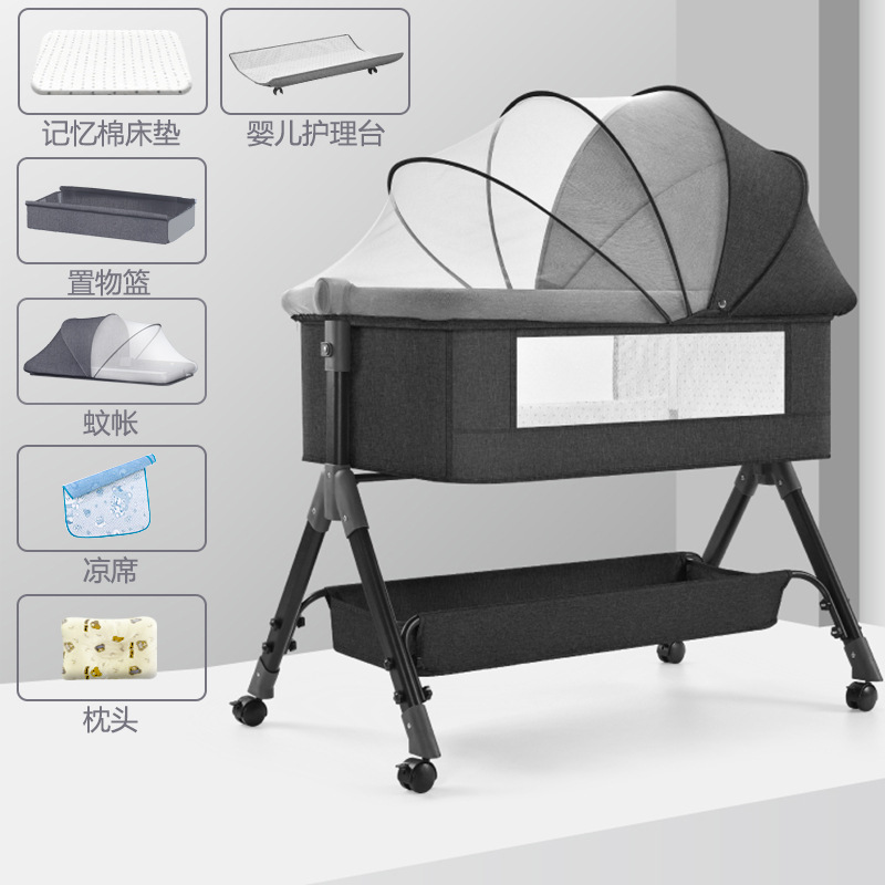 Cuna de bebé recién nacido cama costura Cama grande Baby Shaker BB cama de los niños cuna cama multifuncional móvil plegable