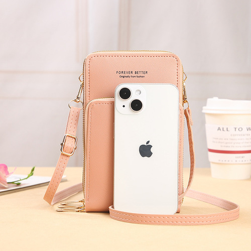 2024 New Large Capacity Multifunctional Solid Color Fashion Simple Shoulder Small Bag Touch Screen Crossbody Mobile Phone Bag for Women