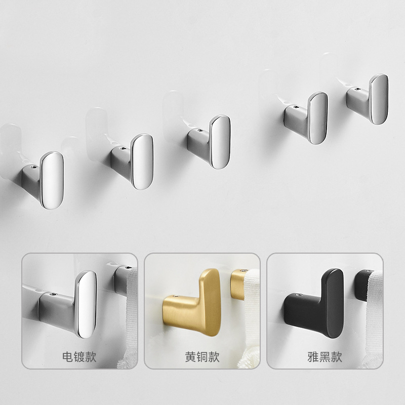 Bathroom brass clothing hook wall-mounted hanging door behind hook single hook all copper metal towel hat hook