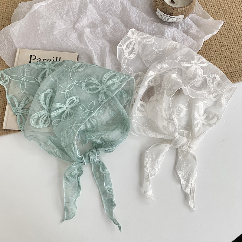 Bufanda triangular de encaje con hoja, cintura, nuevo estilo de verano, bufanda pequeña de moda de todo fósforo, bufanda de decoración pastoral femenina de verano